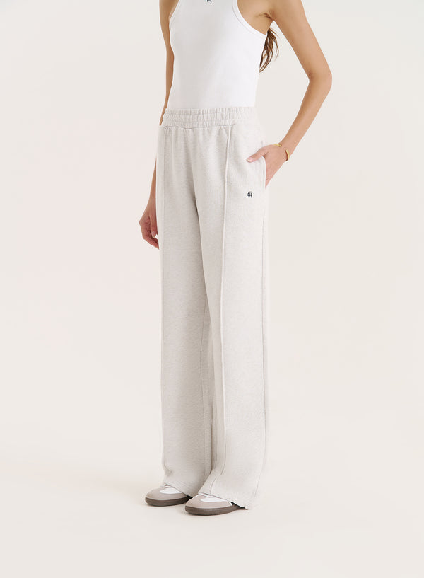 4th & Reckless Light Grey 4th Wide Leg Branded Joggers- Fergie