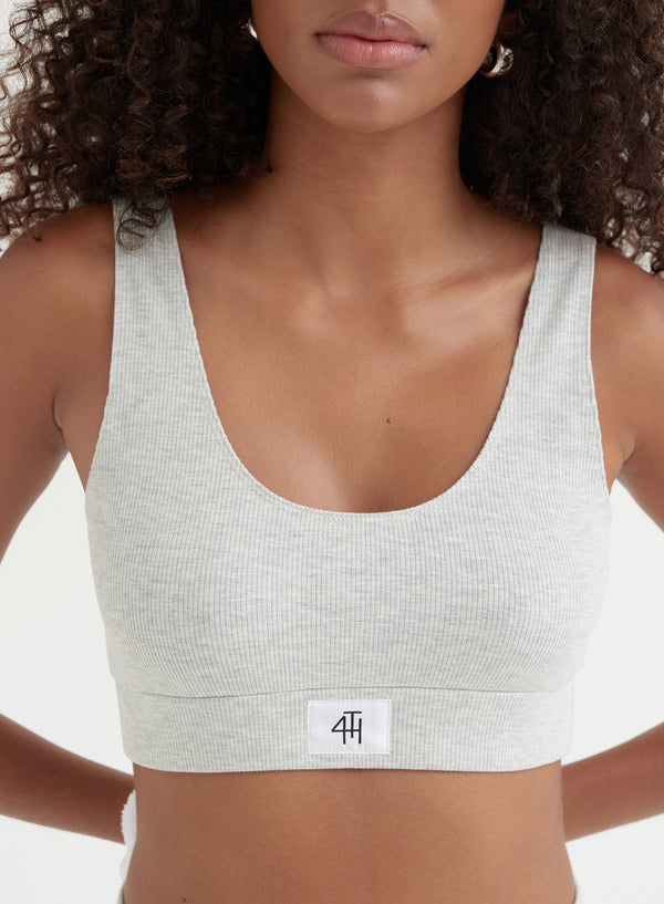 4th & Reckless Light Grey Marl Ribbed Bralette - Larissa