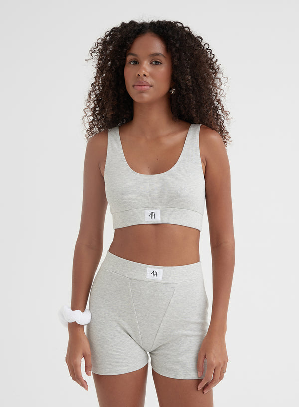 4th & Reckless Light Grey Marl Ribbed Bralette - Larissa