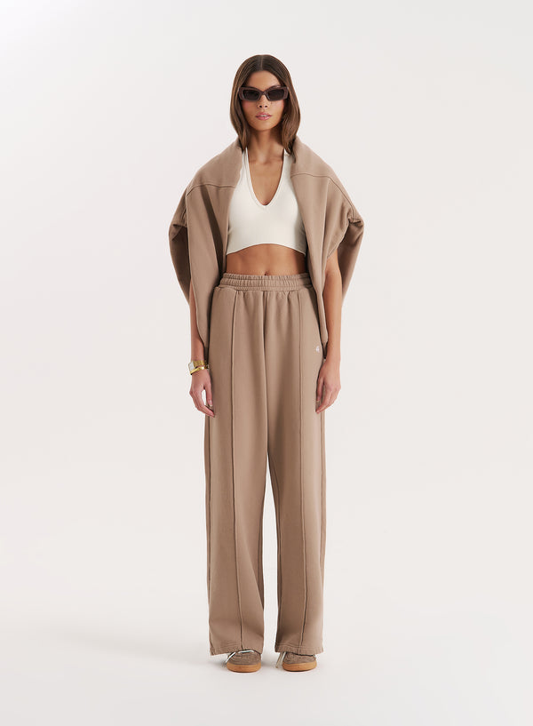 4th & Reckless Mocha 4th Wide Leg Branded Joggers- Fergie