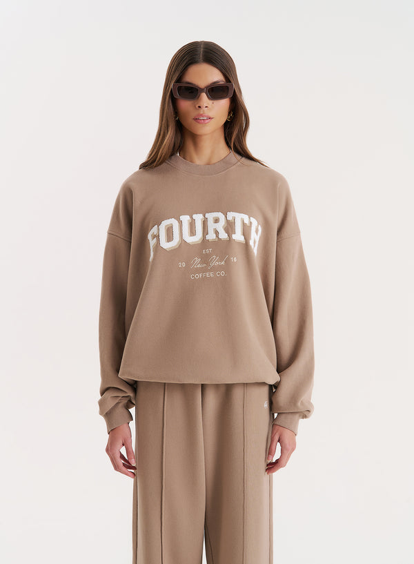 4th & reckless Mocha Fourth Branded Sweatshirt- Capucine