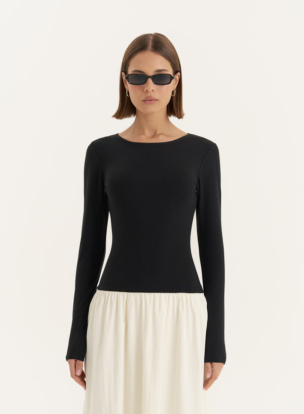 4th & Reckless Monochrome Contrast Long Sleeve Maxi Dress- Rosie