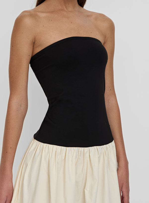 4th & Reckless Monochrome Drop Waist Bandeau Dress- Lova