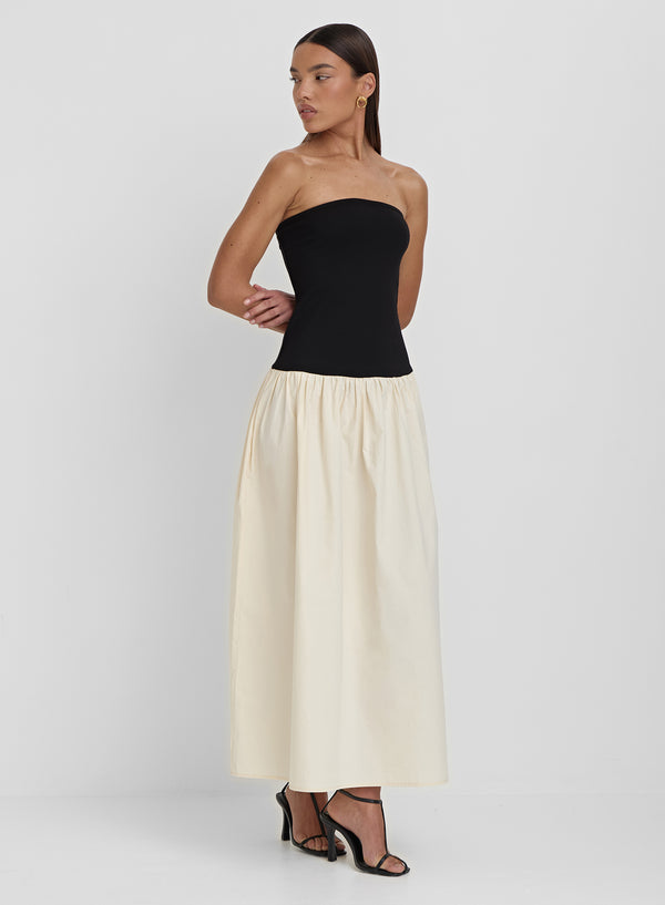 4th & Reckless Monochrome Drop Waist Bandeau Dress- Lova