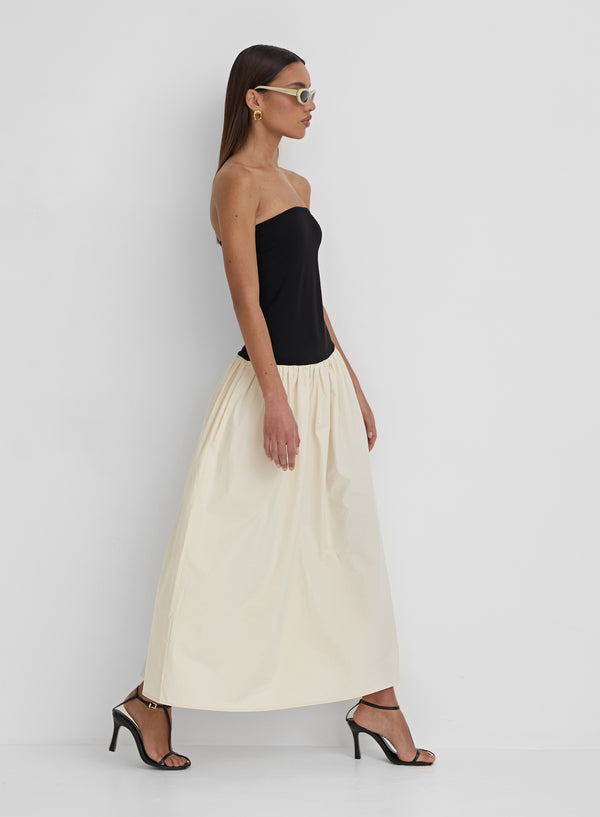 4th & reckless Monochrome Drop Waist Bandeau Dress- Lova