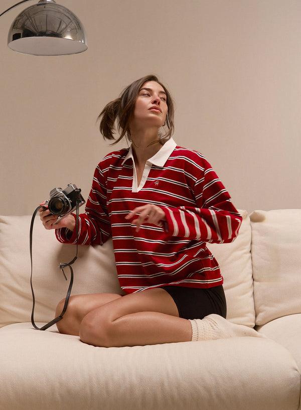 4th & Reckless Multi Stripe Oversized Rugby Top- Alicia