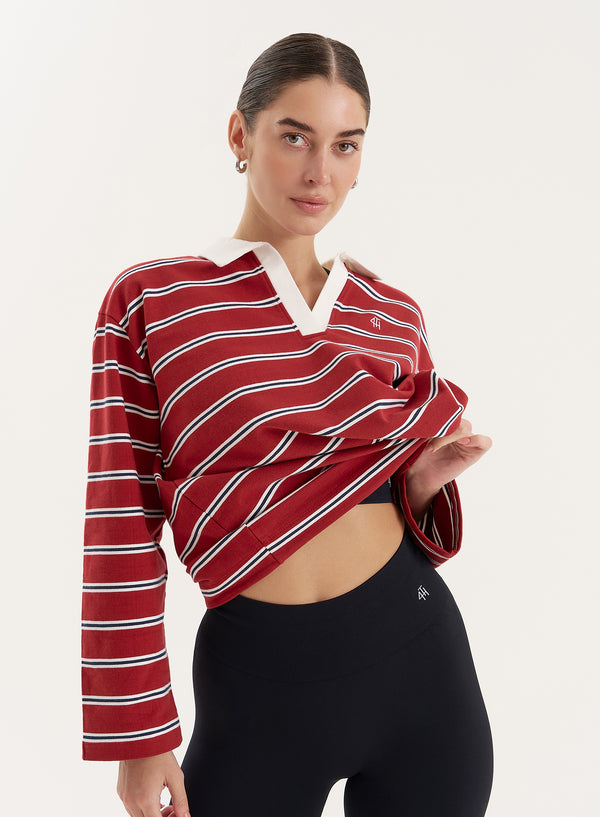 4th & Reckless Multi Stripe Oversized Rugby Top- Alicia