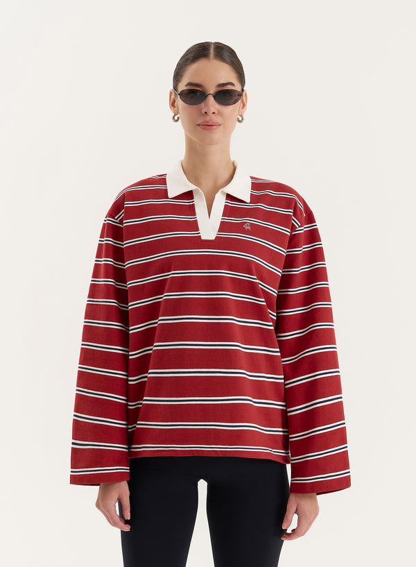 4th & reckless Multi Stripe Oversized Rugby Top- Alicia
