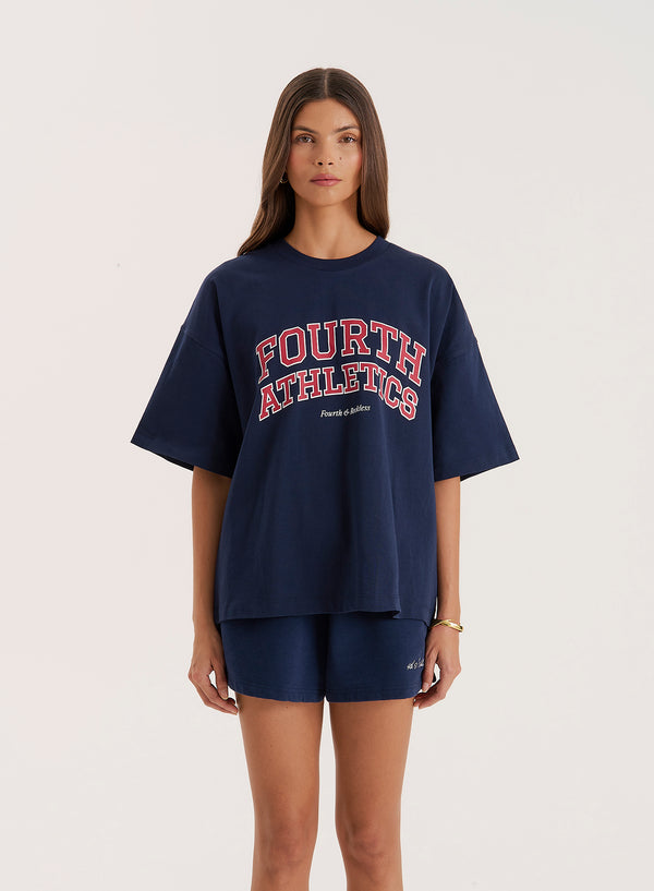 4th & reckless Navy Fourth Athletics Oversized T-Shirt- Siobhan