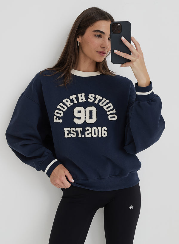 4th & Reckless Navy Fourth Studio Relaxed Oversized Sweatshirt- Davis