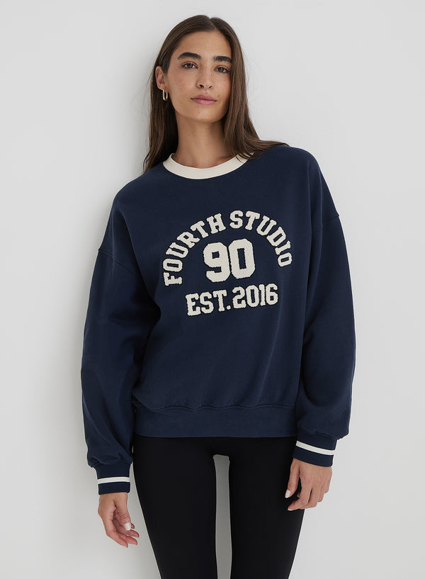 4th & reckless Navy Fourth Studio Relaxed Oversized Sweatshirt- Davis