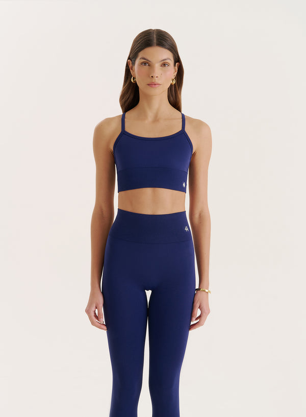 4th & reckless Navy Racer Back Seamless Sports Bra- Jenna