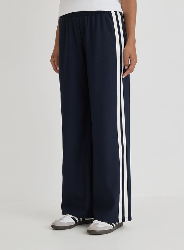 4th & Reckless Navy Side Stripe Wide Leg Trouser- Tammy