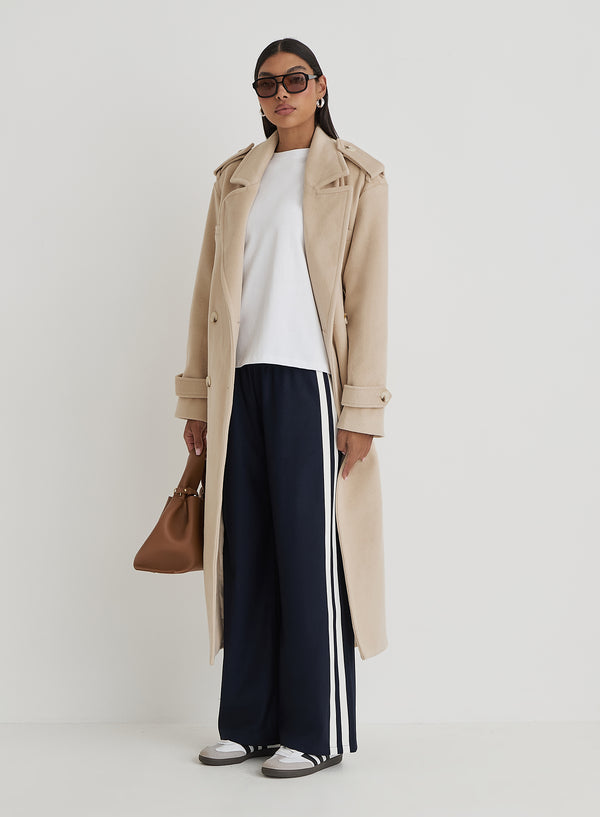 4th & reckless Navy Side Stripe Wide Leg Trouser- Tammy