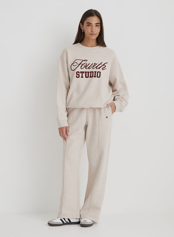 4th & Reckless Oatmeal Fourth Studio Slogan Oversized Sweatshirt- Chester
