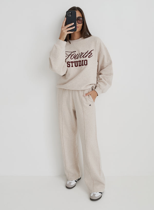 4th & Reckless Oatmeal Wide Leg Stripe Jogger- Chester