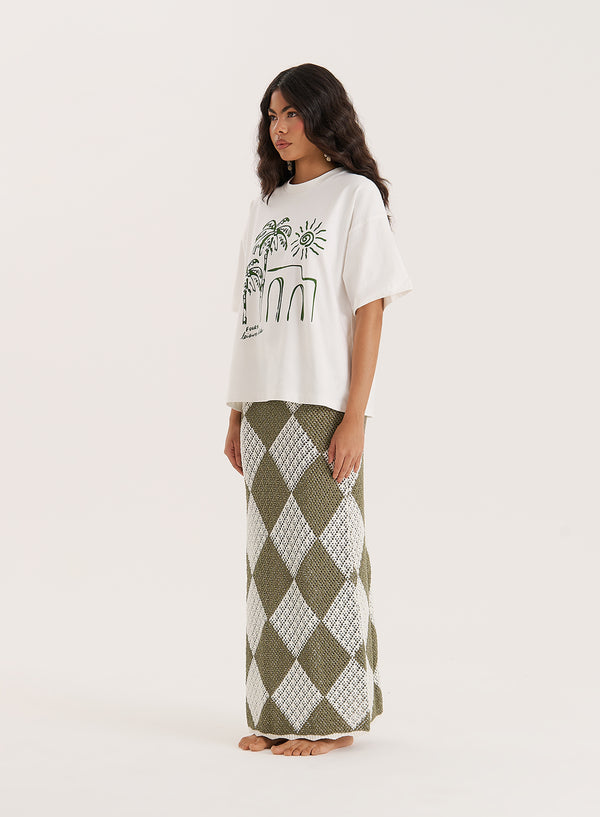 4th & Reckless Off White Palm Print Graphic T-Shirt- Maurie