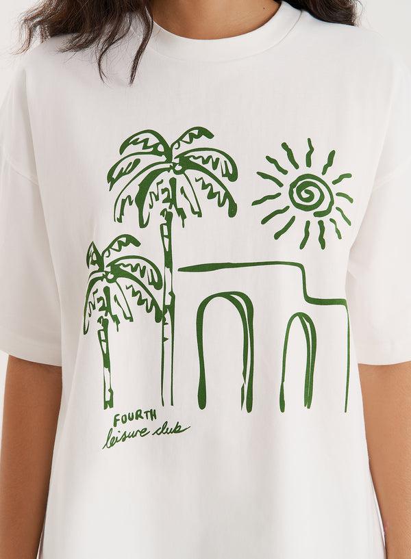 4th & Reckless Off White Palm Print Graphic T-Shirt- Maurie