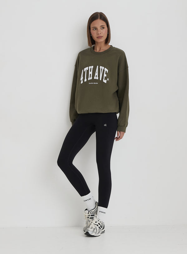 4th & Reckless Olive 4th Avenue Slogan Oversized Sweatshirt- Avenue