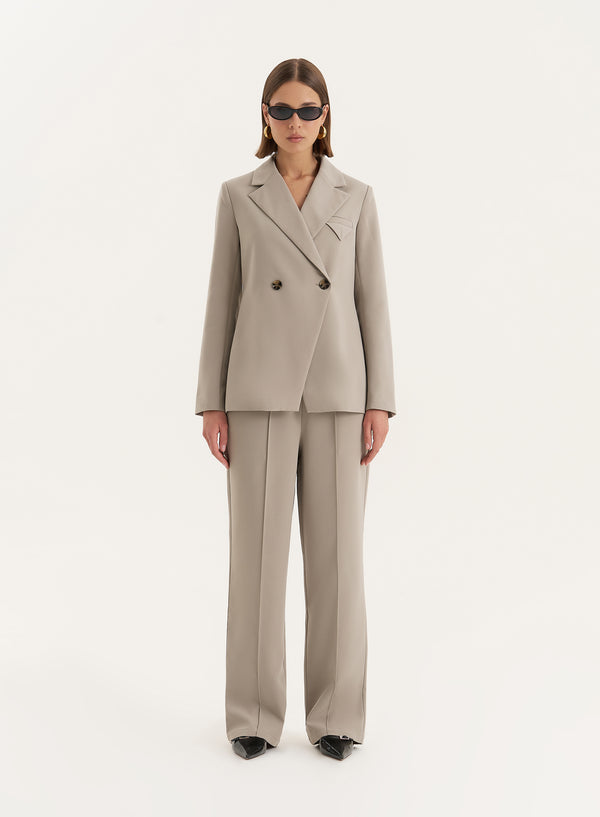 4th & Reckless Olive Contrast Waistband Straight Leg Trouser- Bianca