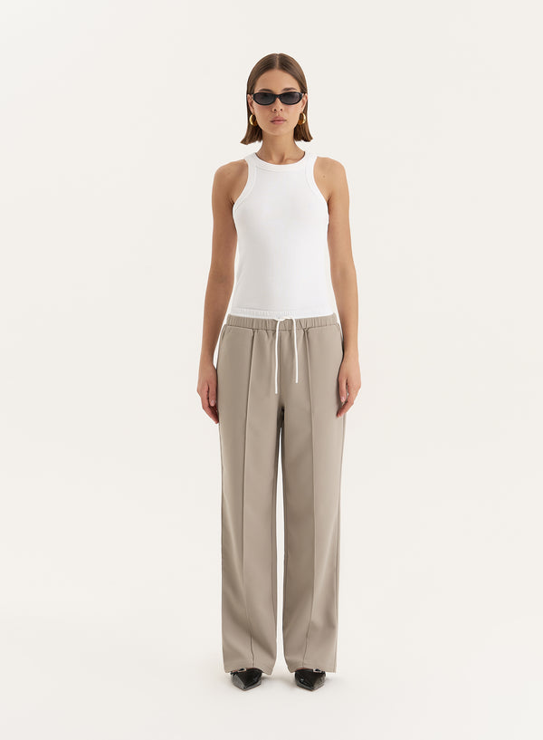4th & reckless Olive Contrast Waistband Straight Leg Trouser- Bianca