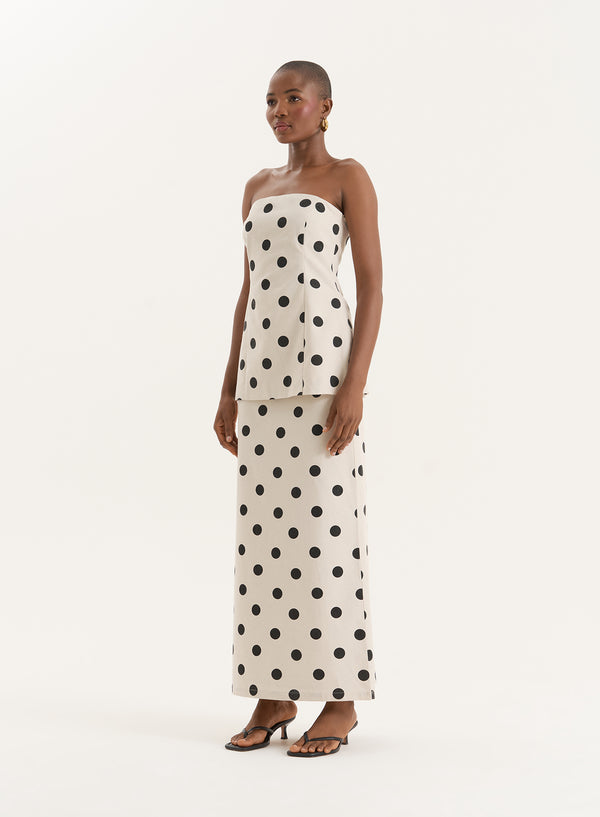 4th & Reckless Polka Dot Printed Linen Blend Corset- Clementine