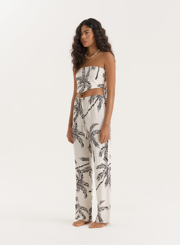 4th & Reckless Printed Linen Blend Bandeau Top- Yasmina