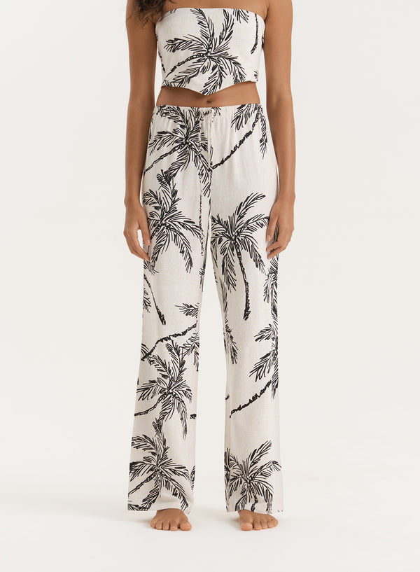 4th & Reckless Printed Linen Blend Wide Leg Trouser- Yasmina