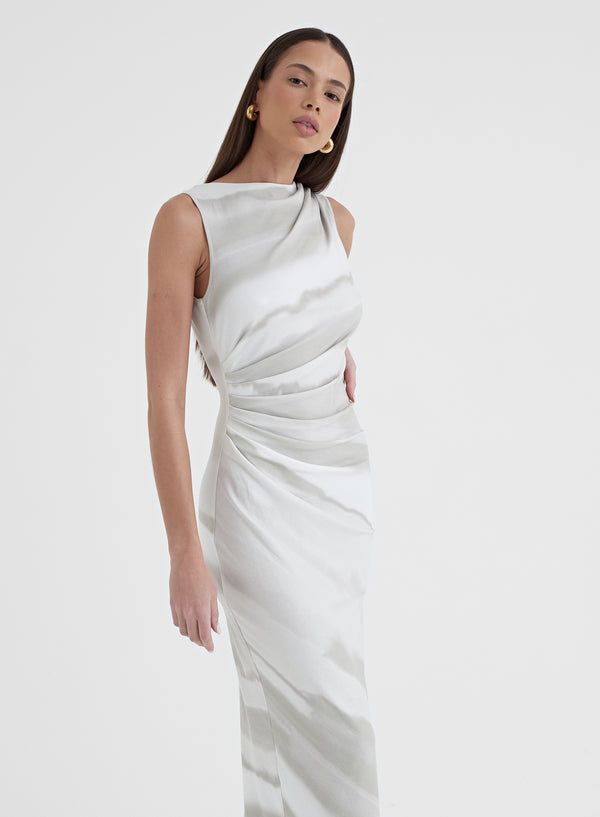 4th & Reckless Printed Ruched Jersey Midaxi Dress - Tamilda