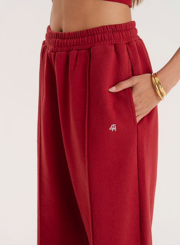 4th & Reckless Red 4th Wide Leg Branded Joggers- Fergie