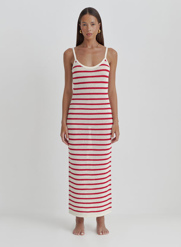 4th & Reckless Red And White Stripe Knitted Maxi Dress- Brittany