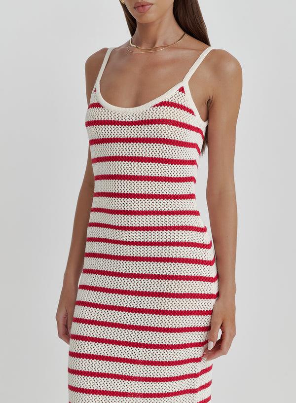 4th & Reckless Red And White Stripe Knitted Maxi Dress- Brittany