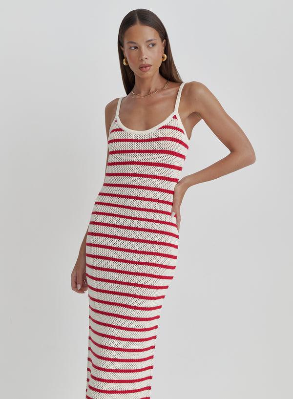 4th & Reckless Red And White Stripe Knitted Maxi Dress- Brittany