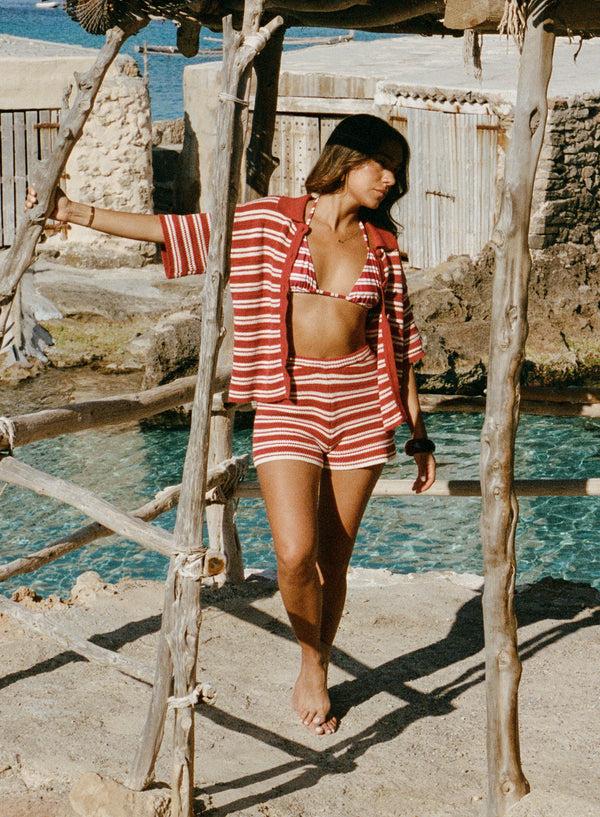 4th & Reckless Red And White Stripe Knitted Short- Antonia