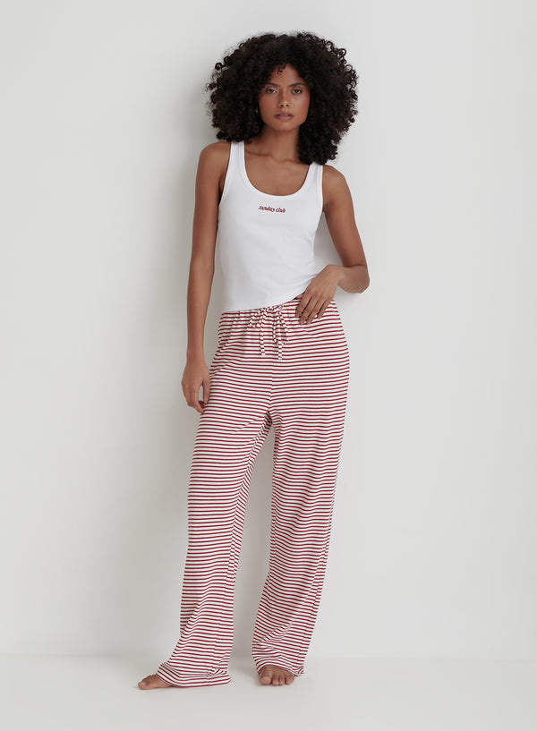 4th & Reckless Red And White Striped Jersey Pyjama Trouser- Mabel