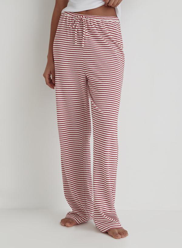 4th & Reckless Red And White Striped Jersey Pyjama Trouser- Mabel