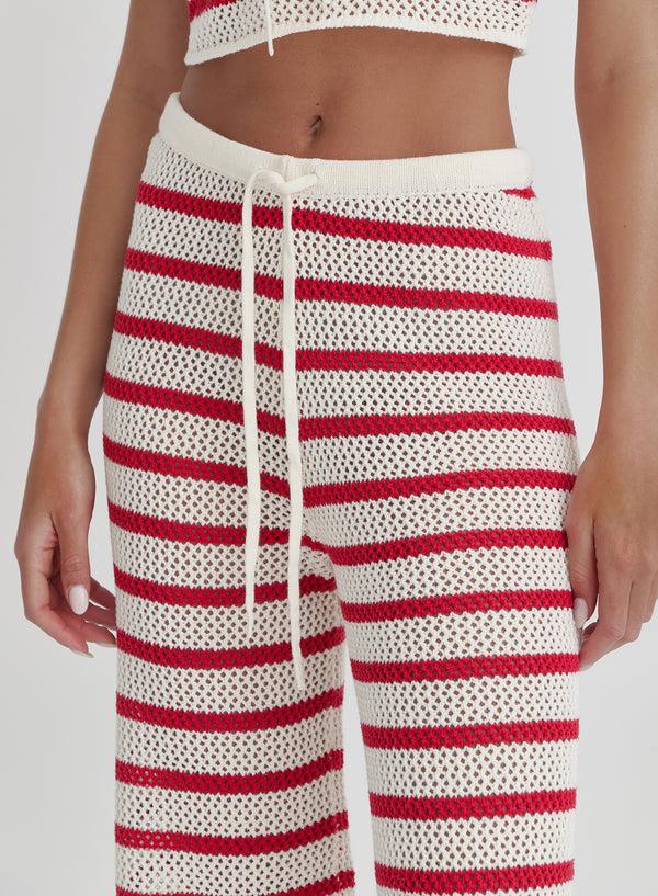 4th & Reckless Red And White Striped Knitted Trouser- Lior