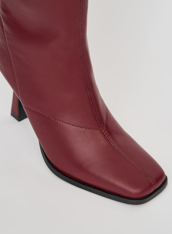 4th & Reckless Red Faux Leather Knee High Boots- Tokyo