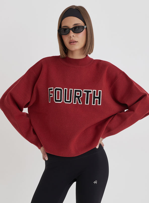 4th & reckless Red Fourth Branded Knitted Oversized Jumper- Lidia