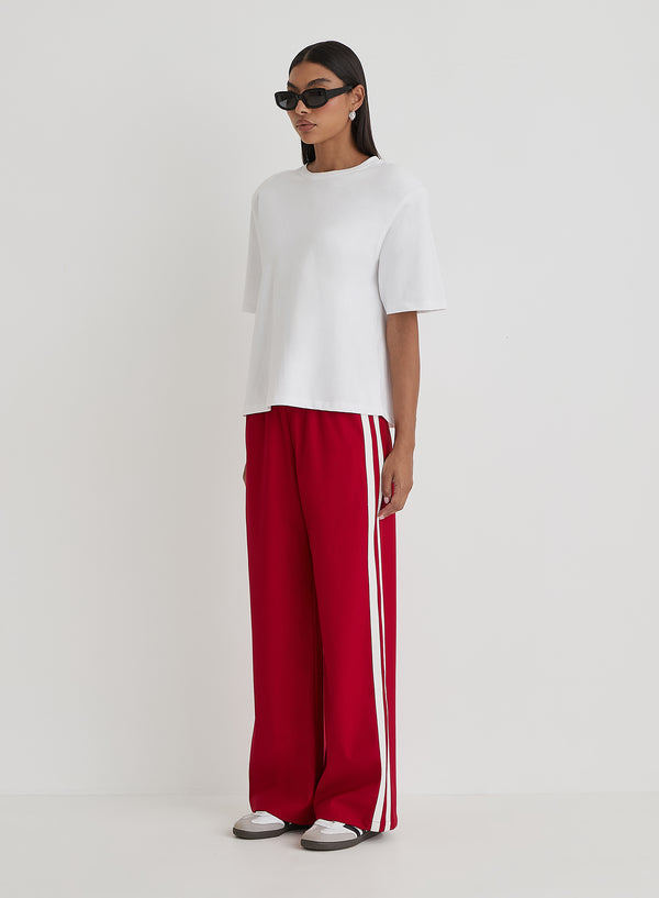 4th & Reckless Red Side Stripe Wide Leg Trouser- Tammy