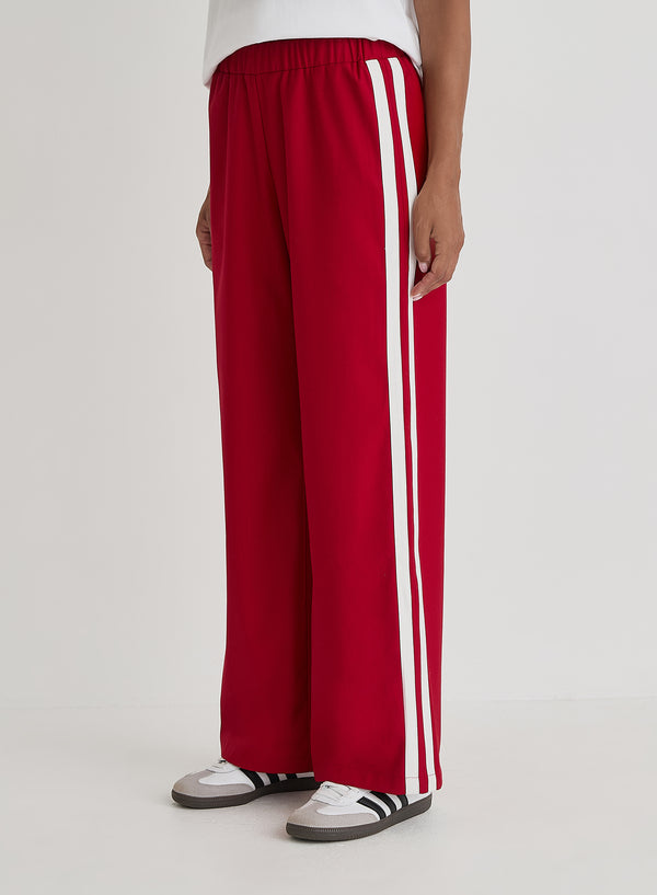4th & reckless Red Side Stripe Wide Leg Trouser- Tammy