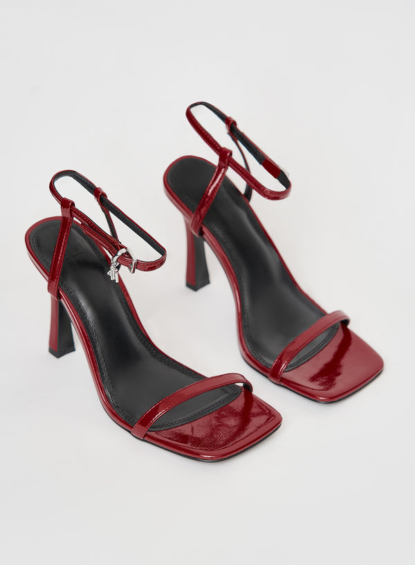4th & Reckless Red Strappy Heeled Patent Sandal- Berlin