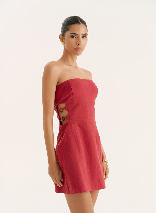 4th & Reckless Rust Bandeau Side Cut Out Mini Dress- Athena