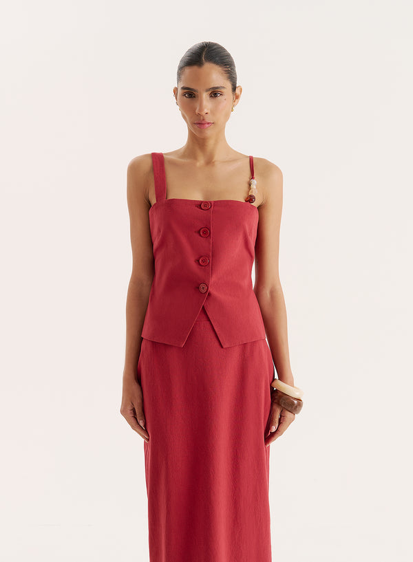 4th & reckless Rust Bead Strap Detail Split Front Top- Irisa