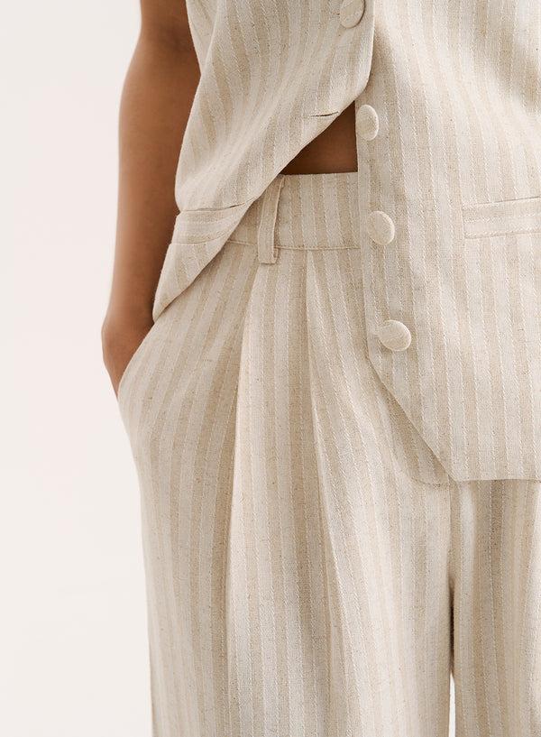 4th & Reckless Stripe Linen Blend Straight Leg Trouser- Layne