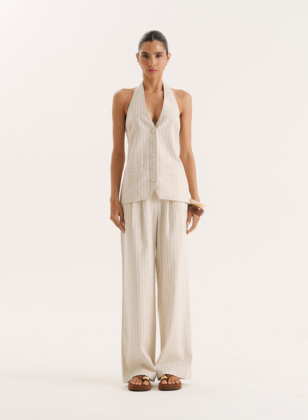 4th & reckless Stripe Linen Blend Straight Leg Trouser- Layne