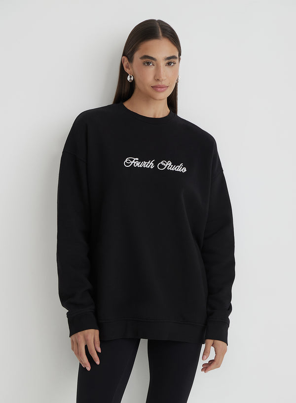 4th & Reckless Washed Black Fourth Studio Oversized Sweatshirt - Gigi