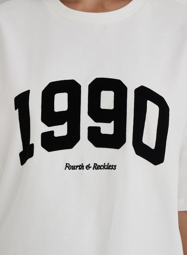 4th & Reckless White 1990 Slogan Oversized T-Shirt- Oran