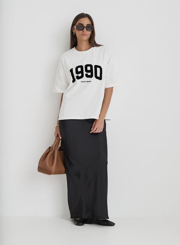 4th & Reckless White 1990 Slogan Oversized T-Shirt- Oran