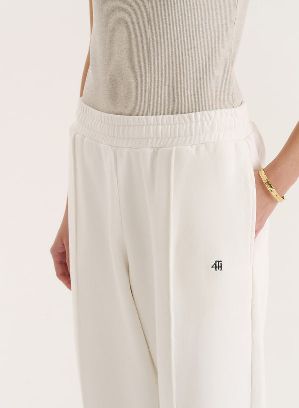 4th & Reckless White 4th Wide Leg Branded Joggers- Fergie
